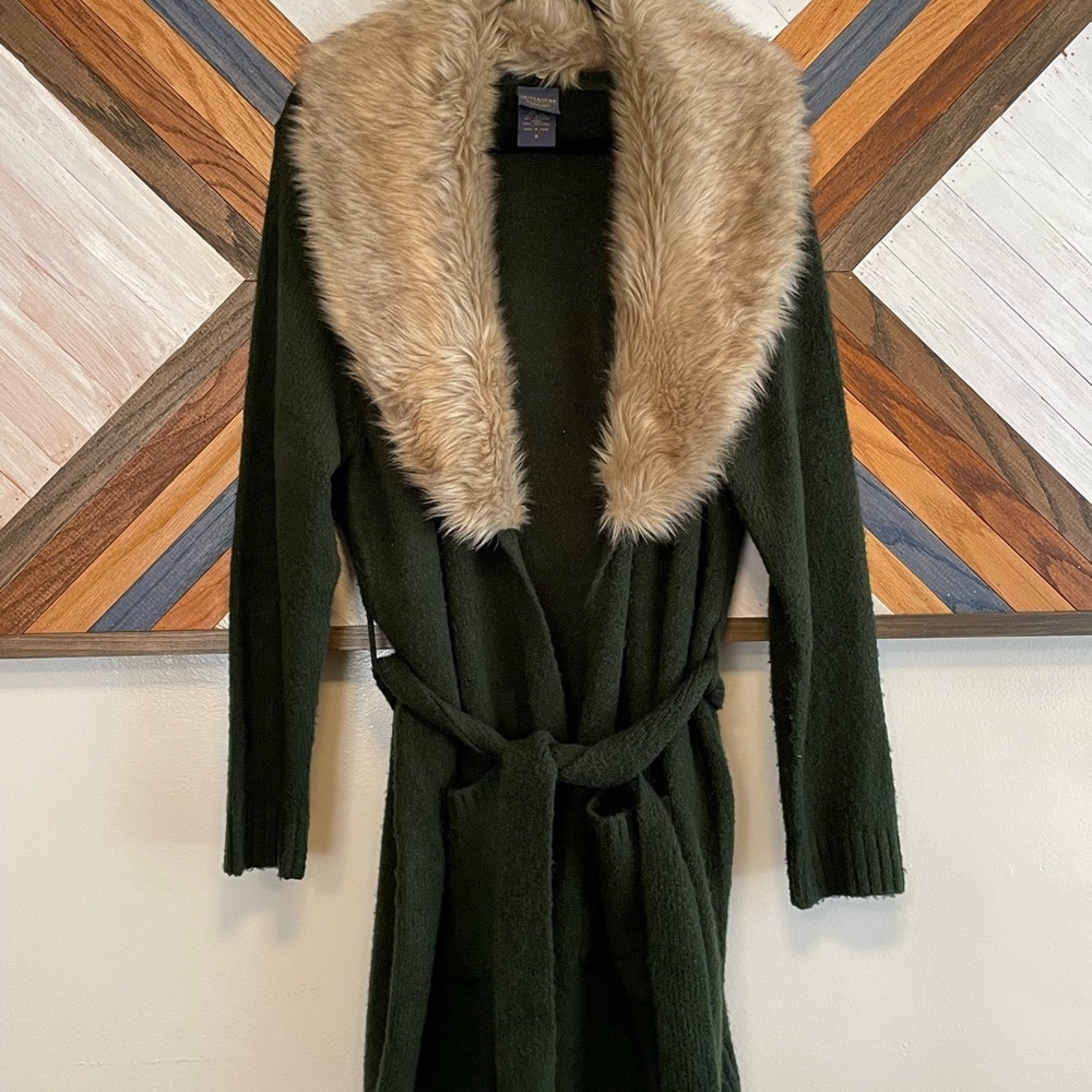 OUTLANDER the Series X Torrid Green Sweater Jacket w/Faux Fur Collar